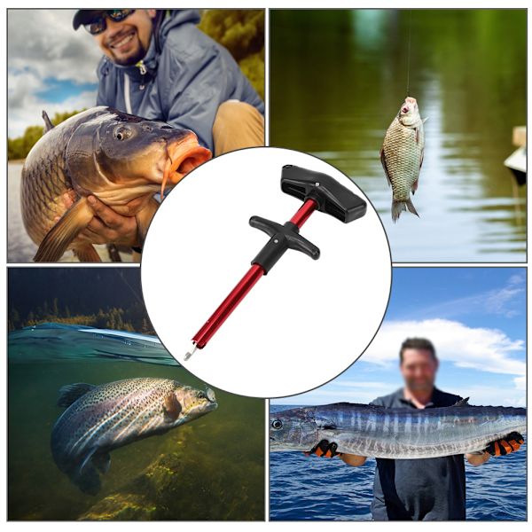 Rostfritt stål T Shape Fish Hook Remover Lure Havsfiskeredskap Tillbehörsröd