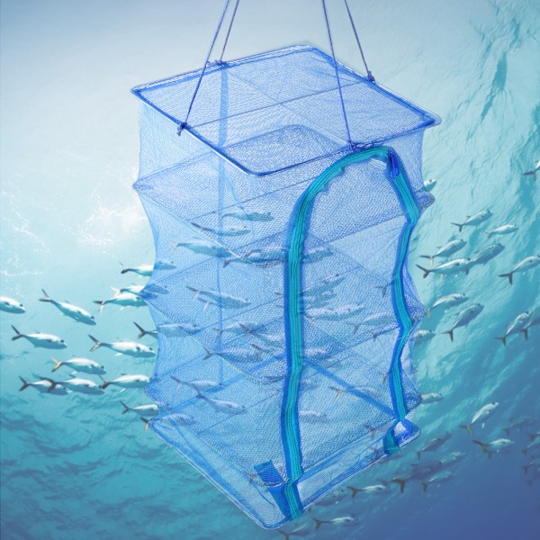 Sammenleggbar Mesh Henge Tørkestativ Nett Anti-Fluer Tørket Mat Oppbevaring Bæreveske (35CM)