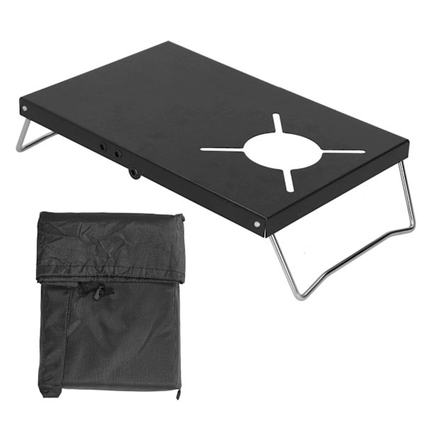 Udendørs Vindtæt Kogeplade Stativ Rustfrit Stål Camping Kogeplade Foldbar Holder Bord Sort