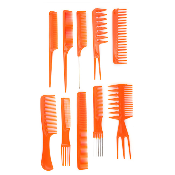 10 stk plastikmassage antistatisk hår hovedbund kam Frisør Hjemmesalonsværktøj (orange)