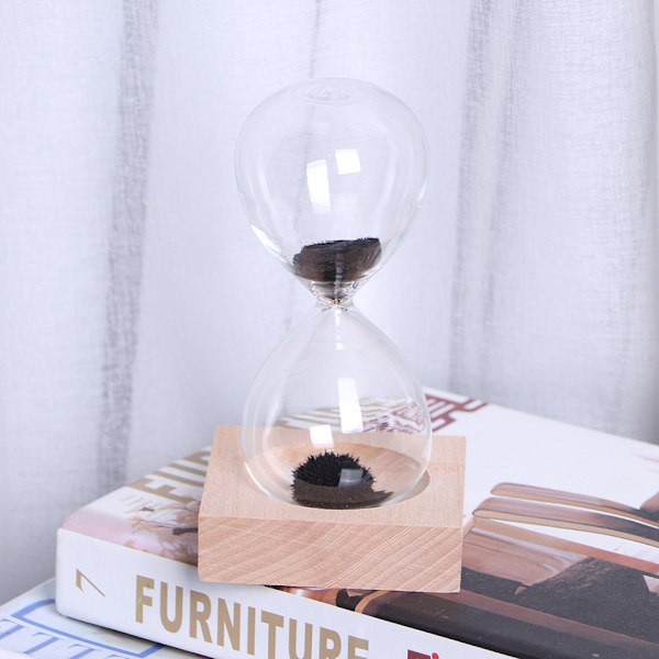 Skrivebords magnetisk glas sandtimer med base til hjemindretning pynt gave