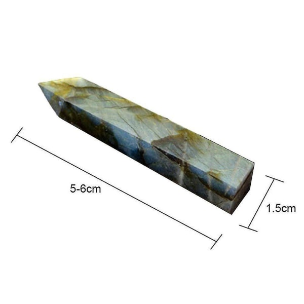 Naturlig labradorit kvarts-obelisk krystalsøjlestav Stone Point Top