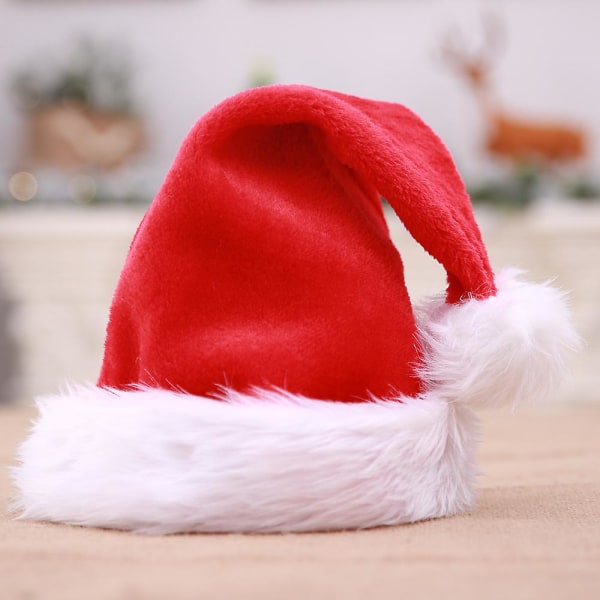 1kpl, joulupukin hatut, punainen pörröinen joulupukkihattu aikuisille miehille naisille, pehmoreunalla ja mukavuusvuorella, joulun uudenvuoden juhlakoristeisiin ja S Christmas Hat 1pc