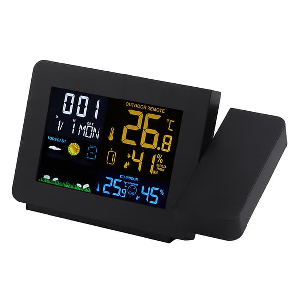 Multifunctional Color Screen Projection Electronic Alarm Clock EU Plug 230-240V Black