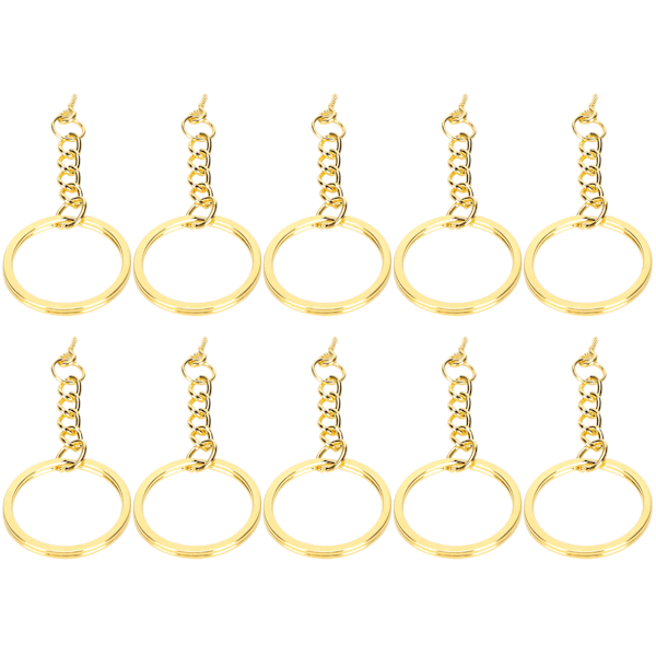 10 stk Nøkkelring Legering Nøkkelring Ringdeler med Skruveøye Pin Connector DIY Tilbehør Gull 28mm / 1.1in