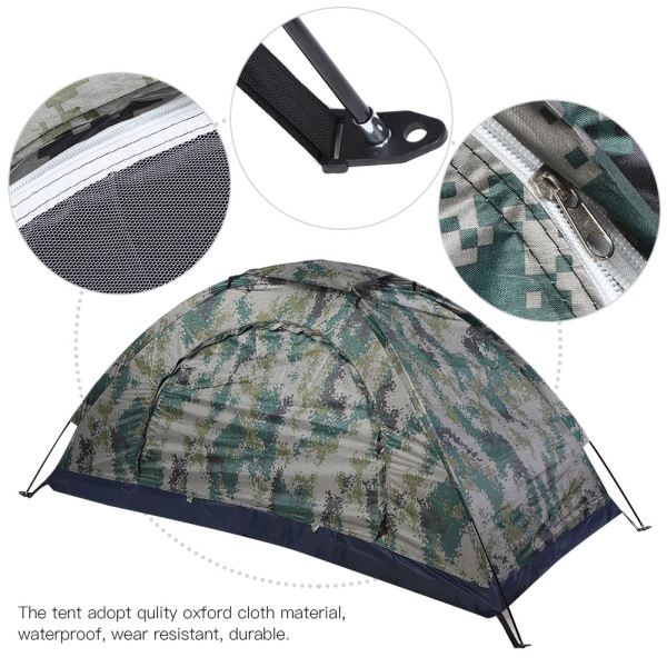 Udendørs en person fritids vindtæt telt til camping fiskeri klatring camouflage