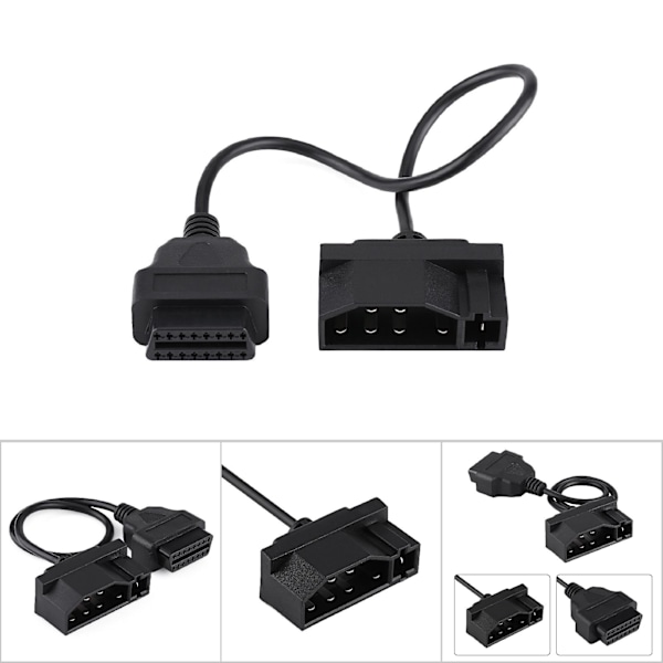 7-polig till 16-polig OBD2 OBDII-adapterkontakt Diagnostikkabel för Ford