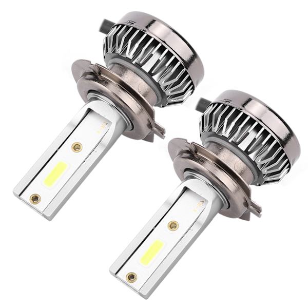 2 stk Mini H7 LED DOB Pære Vanntett Selvoppvarmet Varmespredning Frontlys 6000LM 6000k Tåkelys