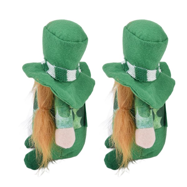 2 stk Gnomer Dukke Søt håndlaget grønn hatt Ansiktsløs St. Patrick's Day dekorasjon for sofabord for rommet (kvinnedukke)
