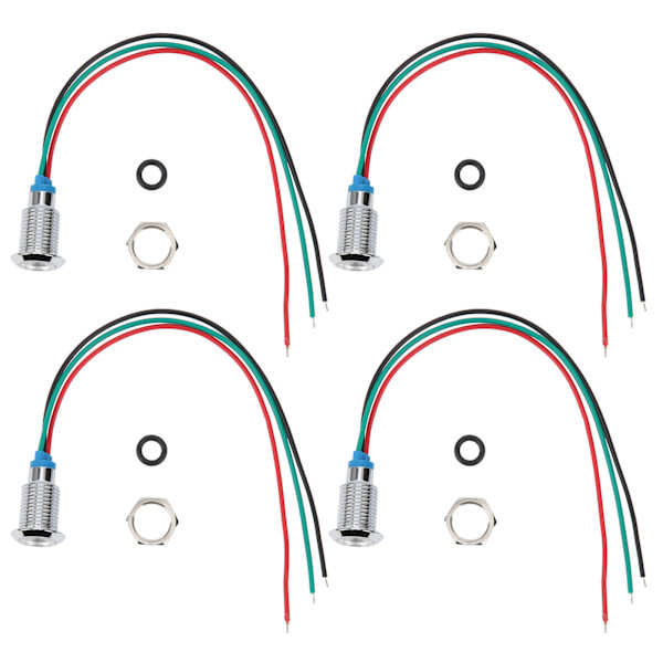 4 uppsättningar förkopplade runda lysdioder Vattentät 2 färgindikator Common Cathod 10 mm 3-6V (röd och grön)