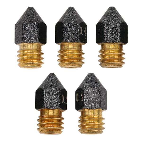 5 st 3D-skrivare Hotend-munstycke 0,4 mm Mässing PTFE-beläggning Extruder Hot End-munstycke för 1,75 mm filament MK8-munstycke
