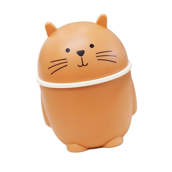 Desktop Trash Can with Lid Plastic Cute Multifunctional Mini Waste Bin for Home Office Countertop Orange