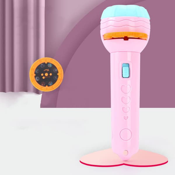Kids Projector Flashlight Various Animal Patterns Early Education Science Projector Luminous ToyPink (32 Patterns)