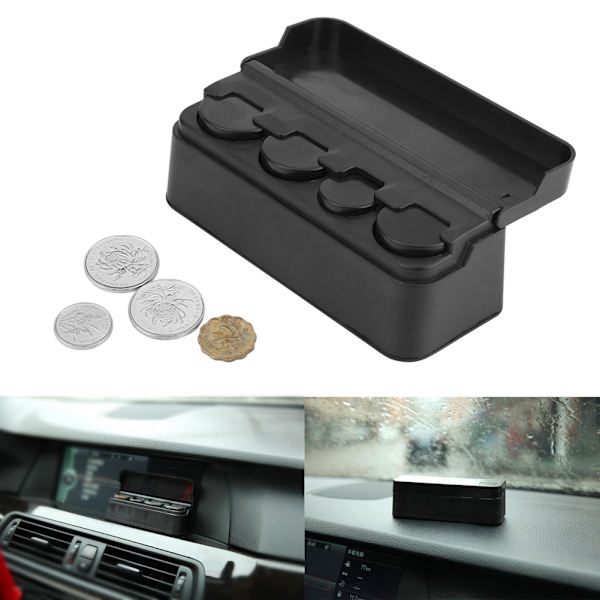 Universal Car Interior Plastic Coin Case Storage Box Holder Change Container Organizer Black