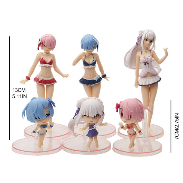 6 st/set Tecknad PVC-staty Docka Figurine Ornament Söt Anime Collection Modell Leksak Bra present till jul och födelsedag