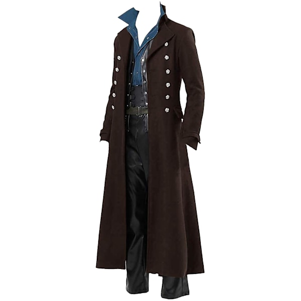 Steampunk-goottilainen miesten vintage ruskea tuulenpitävä takki XXL