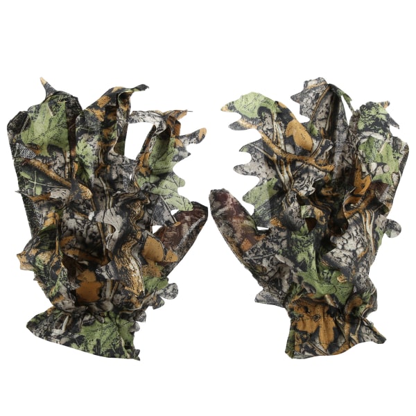 Pongee 3D Komfortabel Leaf Camo Full Finger Sklisikre Hansker Utendørs Jakt Tilbehør