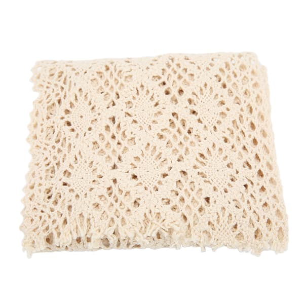 Blondebånd Bomullstråd 5 Yards Utsøkte Dekorative Tilbehør for Klesdekorasjon DIY Gardin Beige