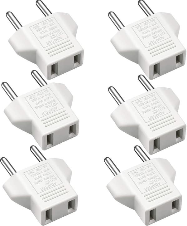 USA til EU-adapter [6-pak] 2-benet CN Kina USA-Amerika til 2-benet EU