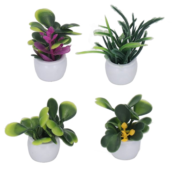 4 stk Dukkehustræer Miniatyr Kunstig Blomst Tiny Bonsai til 1:12 Dukkehustræde Dekoration