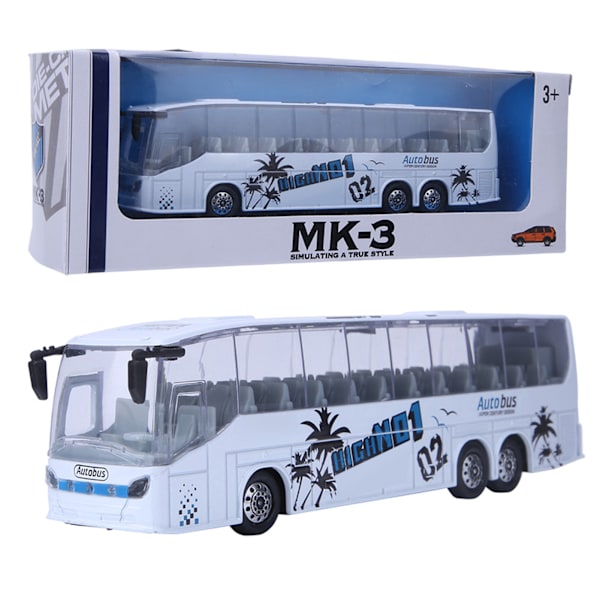 1:50 Simuleringsmodel af Transit Bus Legetøj Legering Træk Tilbage Bus Legetøj med Lys og Musik til Børn (Hvid)