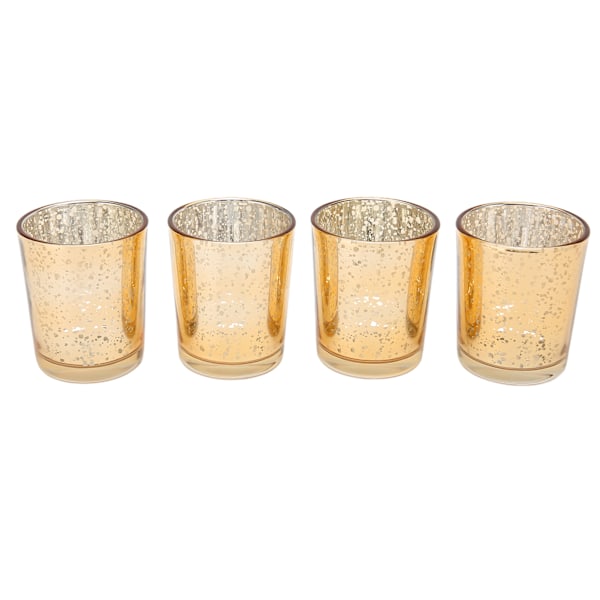 12 stk. Telysholdere, gullfarget, prikkete, retro, tykt glass, telysholdere for fest, bryllup, høytid