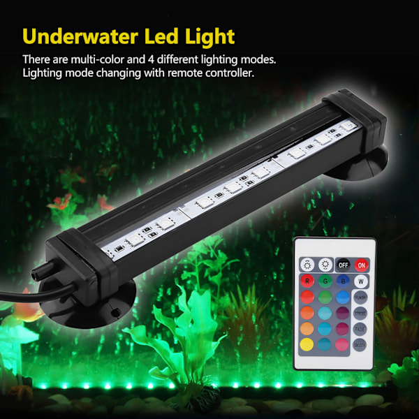 Akvarielampe med bobler Undervands LED-lys med fjernbetjening Akvarielys Kit 16cm US-stik