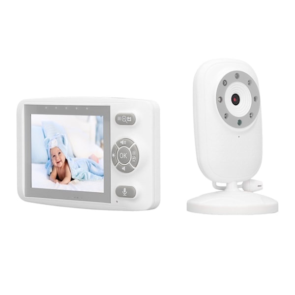 Babymonitor 3,5-tommer skærm natlys To-vejs kommunikation adgangskode Babyvideomonitor 100‑240V EU-stik