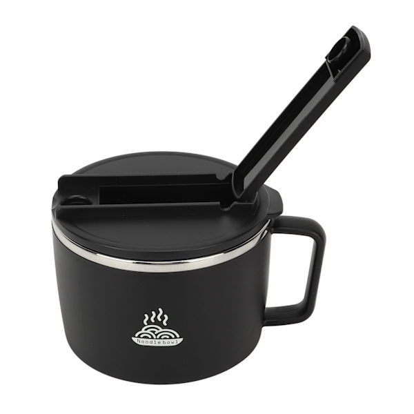 Nuddelskål med pinde og Spork 1200ml 304 rustfrit stål Bærbar Ramen Spisekål med låg til kontor