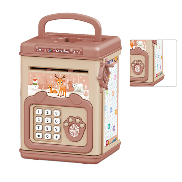 Barn Pengar Spara Box Fingeravtryck Säker Lösenord Tecknad Manual Pedagogisk Elektronisk Mynt Bank Rosa