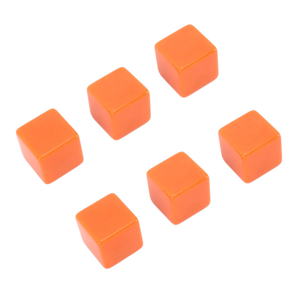 6PCS Empty Dice Cubes DIY Unfinished Dice Blocks Teaching Party Puzzles 6-Sided Dice Plastic Cubes Orange