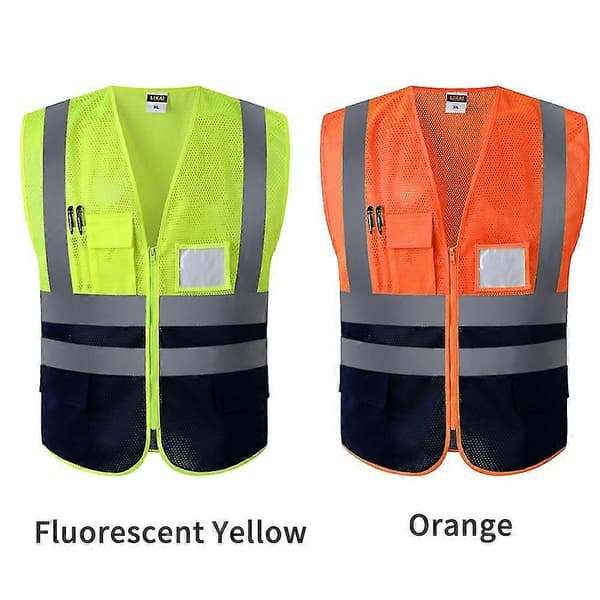 Beskyttende konstruksjon Reflekterende stripe Nettingstoff Sikkerhetsvest Nattløping Orange L
