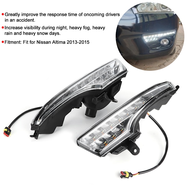 2 stk LED Dagslys kjørelys Blinklys Dobbelt farger Passer for Nissan Altima 13-15