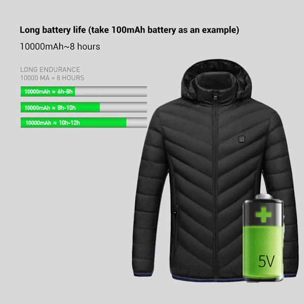 USB-värmejacka Lättviktig elektrisk huvajacka Utomhusskidåkning Vandringsjacka Ingen Power Bank