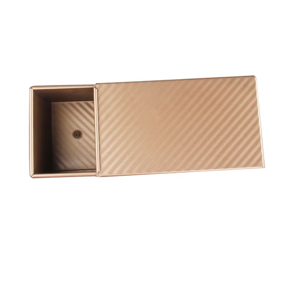 Baking Pan Bread Pan with Lid Nonstick Quick Release Coating Carbon Steel Ripple Rectangle Toast Box Bread Pan Gold