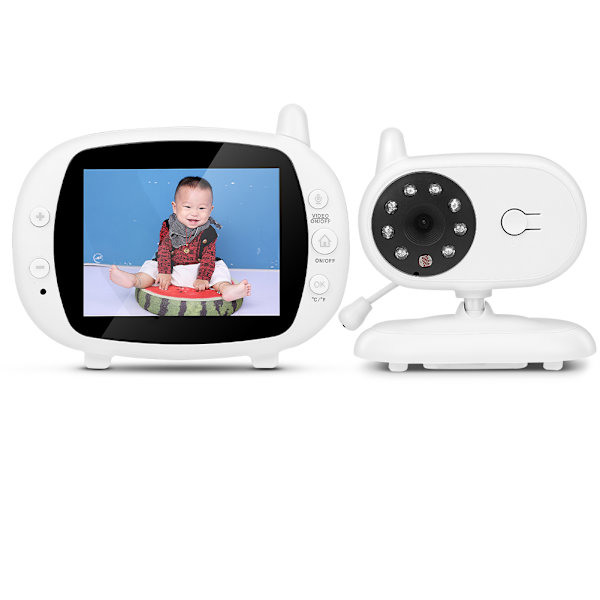 3,5 tommer trådløs babyalarm Sikkerhedskamera Nattesyn tovejs intercom med temperaturmåling 110‑240V US stik babyalarm