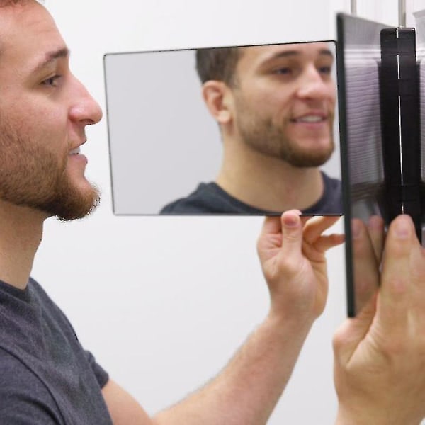 3-veis veggspeil selvklippende hår, 360 frisørspeil bærbart sminkespeil Trippelspeil for klipping av trimming Barberhals