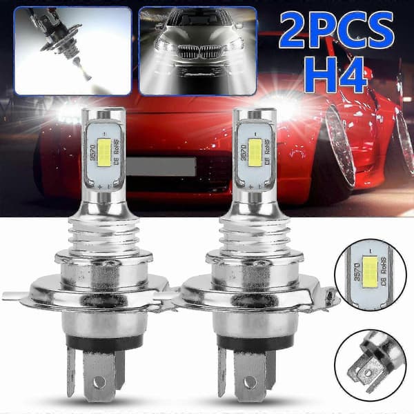2 x H4 9003 Hb2 6000k Super White CSP LED-frontlyktsett