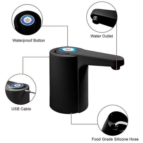 Gallonvattendispenser - 5-gallonsflaskvattenpump, vattenflaskpump USB-laddningsbar universal