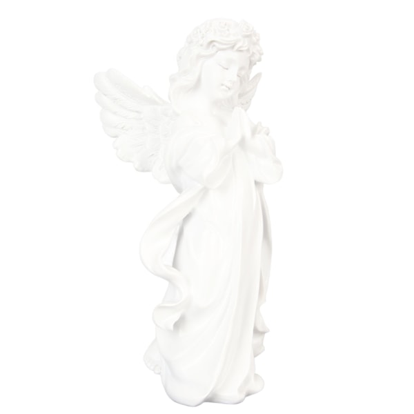Baby Engel Statue Hvid 27,5 cm Høj Håndskåret Rige Detaljer Holdbar Resin Cherub Figur til Have Familie Kontor