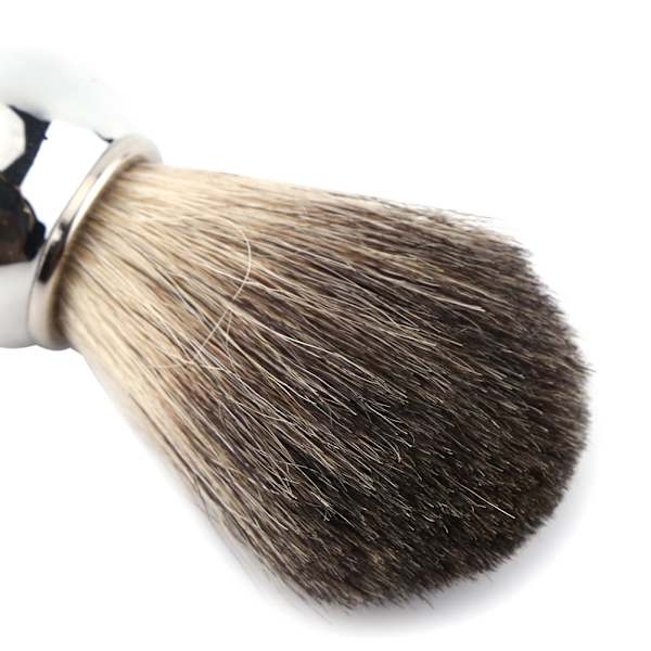 Legering Barberingssåpekopp med Lopp Sølvhåndtak Kunstig Grevling Hårbørste Menn Barberingssett