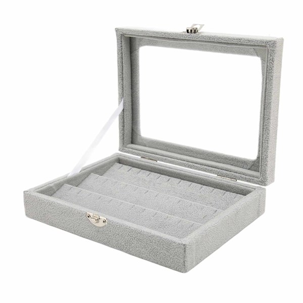 Pin Vitrine Skab Organiseret Opbevaring Transparent Glasdæksel Støvsikkert Medalje Displayboks til Hjemmesmykker Grå Lille