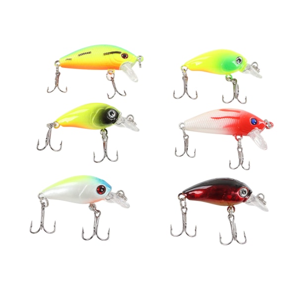 6 kpl Lure Hard Bait Kit Ulkoilmakalastus Syöttisetti 3D luonnollinen korkearesoluutioinen houkutin