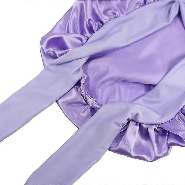 Satinhætte Sovehætte med bindebånd Nathætte Purple