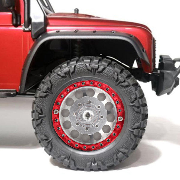 4st 1,9-tums beadlock hjulfälgar i aluminium för SCX10 1/10 RC larvbil (silverröd)