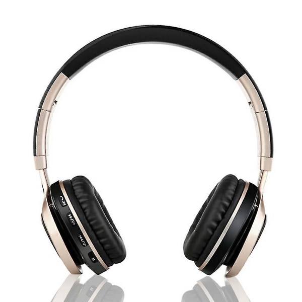 Vikbara stereo trådlösa Bluetooth hörlurar över öron-svart guld
