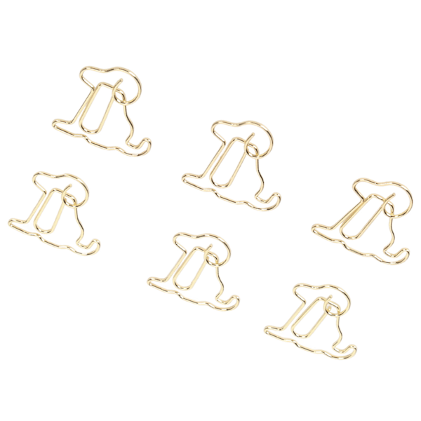 100 stk. Hund Form Papirclips Forbedret Skridsikkerhed Rustfri Genanvendelige Metalliske Papirclips til Kontor Guld