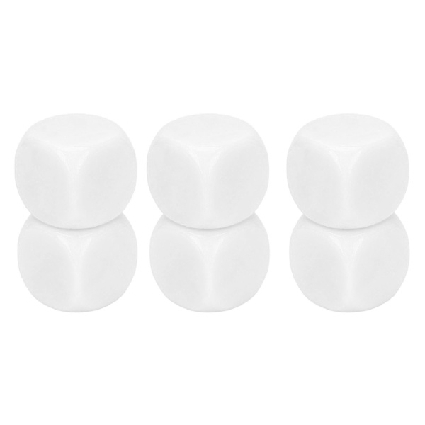 6st Stora tärningar Set Runt hörn Plast Vattentät Praktisk Slick Face Tärningar för DIY Party Gaming Vit