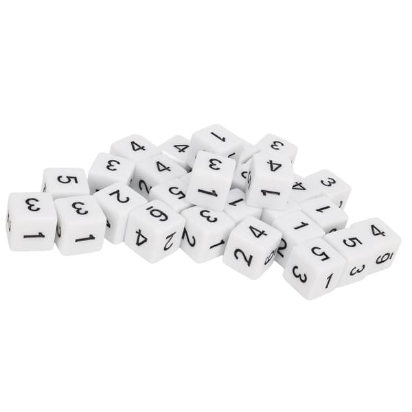 30st Dice Set 16mm 6-Sided Plastic Educational Number Dice Cubes for Math Games Tabletop Games Board Games White