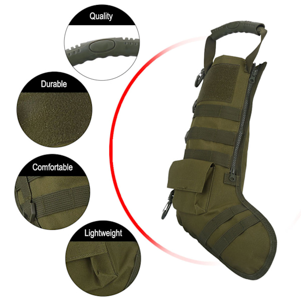 1. Nylon Taktisk Julstrumpe Oppbevaringsveske Militært Tilbehørspåse For Utendørsbruk (Armégrønn)